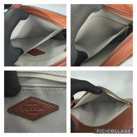 New Fossil Brown Leather Crossbody Bag - Picture 14 of 15